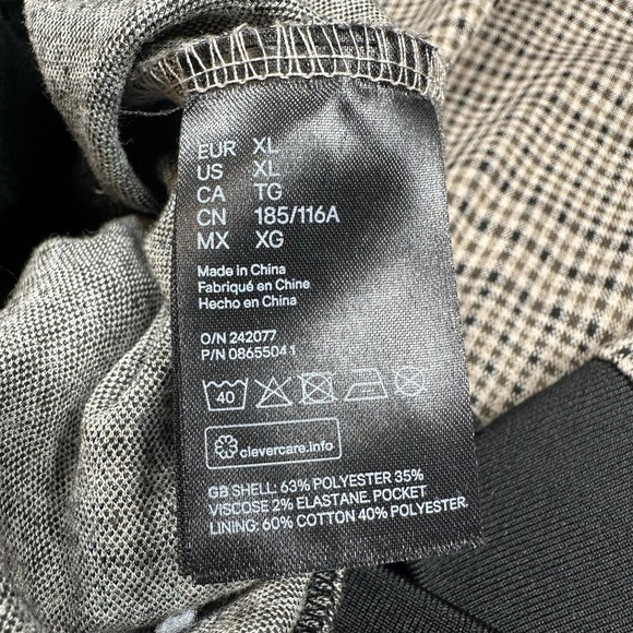 H&M Men's XL Zip-Front Checked Bomber Jacket Beige/Black‎ Trim, Street Casual - Picture 3 of 5